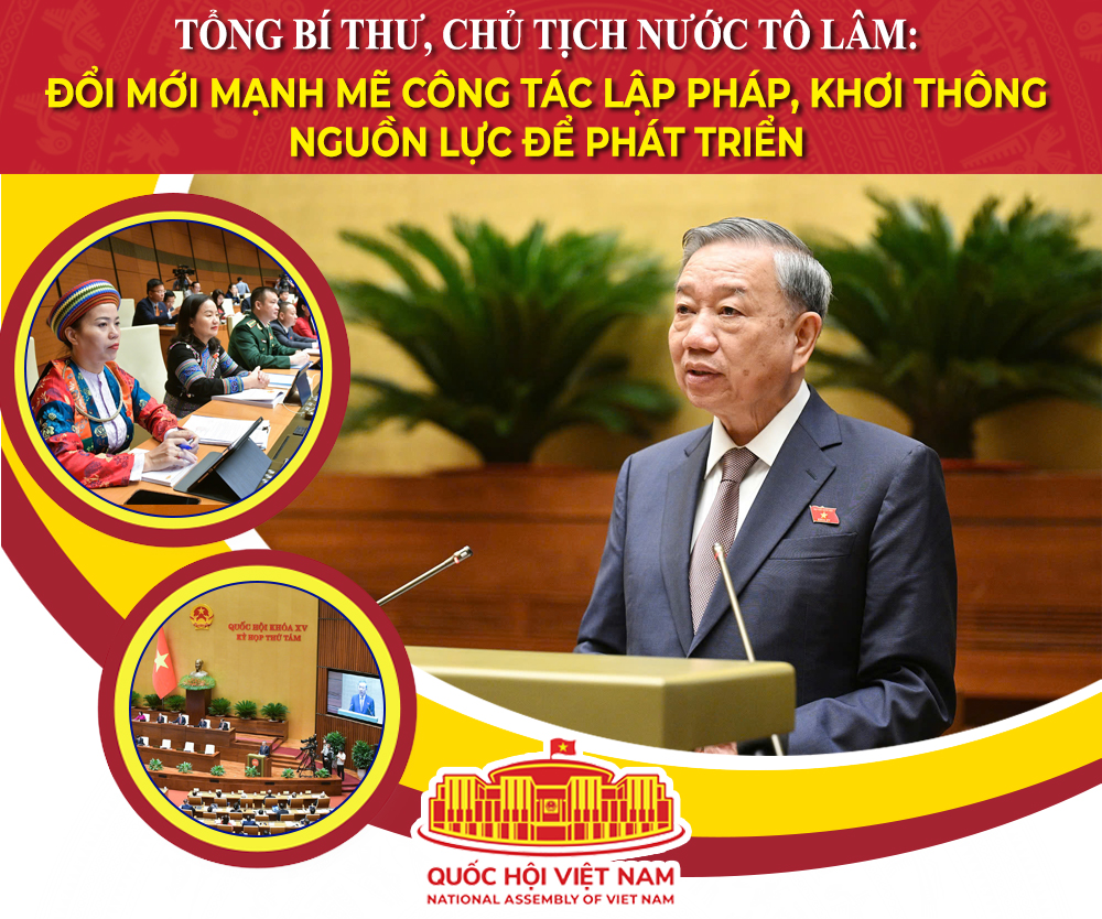 Tổng Bí thư, Chủ tịch nước Tô Lâm: Đổi mới mạnh mẽ công tác lập pháp, khơi thông nguồn lực để phát triển