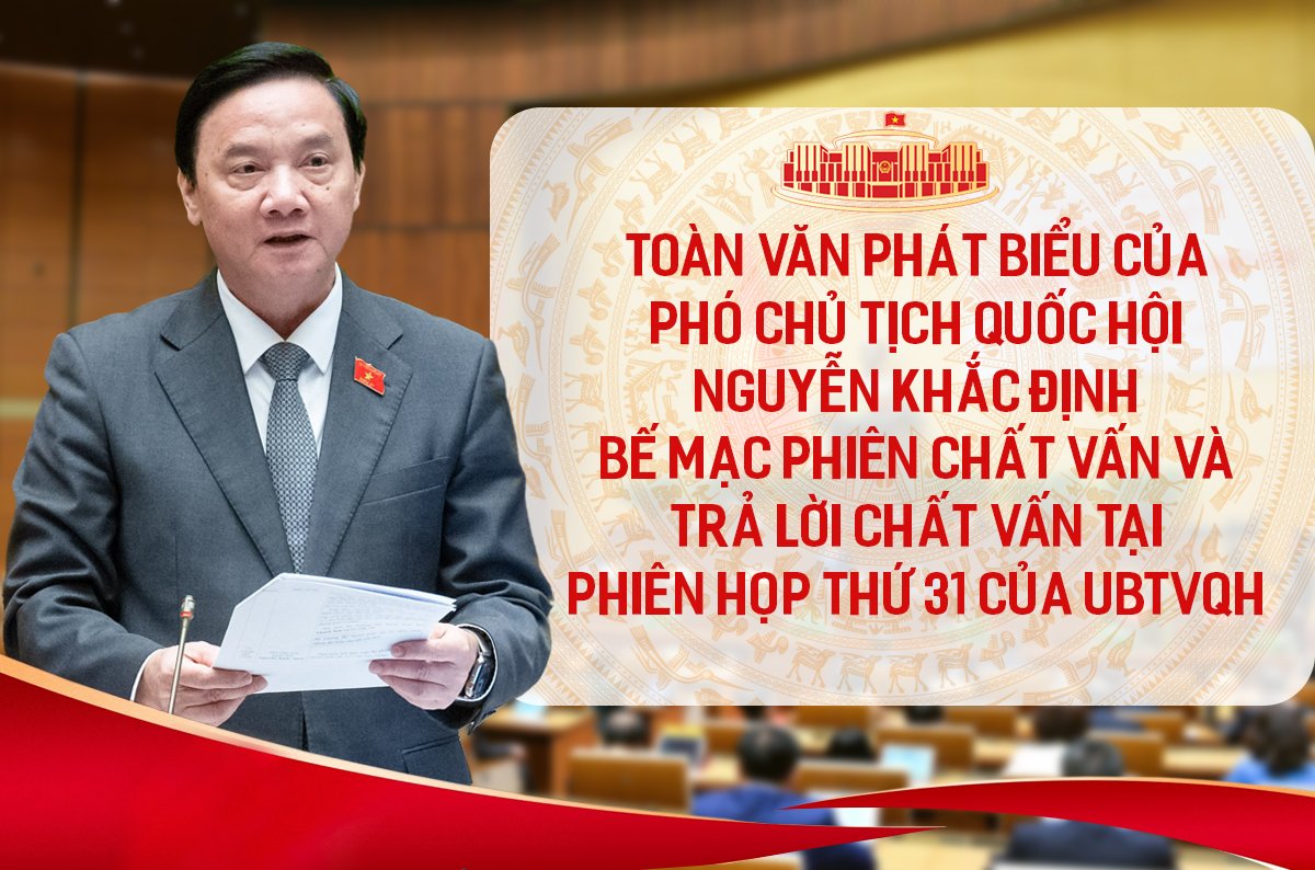 Toàn văn phát biểu của Phó Chủ tịch Quốc hội Nguyễn Khắc Định bế mạc phiên chất vấn và trả lời chất vấn